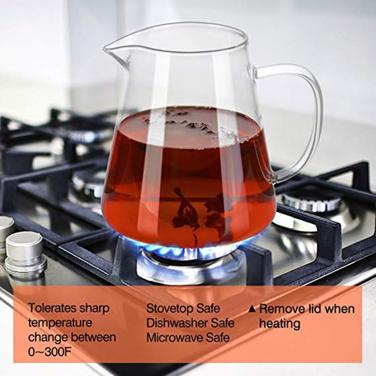 Avastro 750ml Heat Resistant Glass Round Teapot with Stainless Steel Infuser Heated Container Tea Pot Good Clear Kettle Round Filter Baskets Pack of 1 2