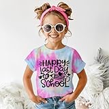 GLIGLITTR Happy Last Day of School Shirt Kids Boys Girls End of School Year T-Shirt Tie Dye Graduation Gifts Summer Tee Tops (Blue Purple,5-6T)