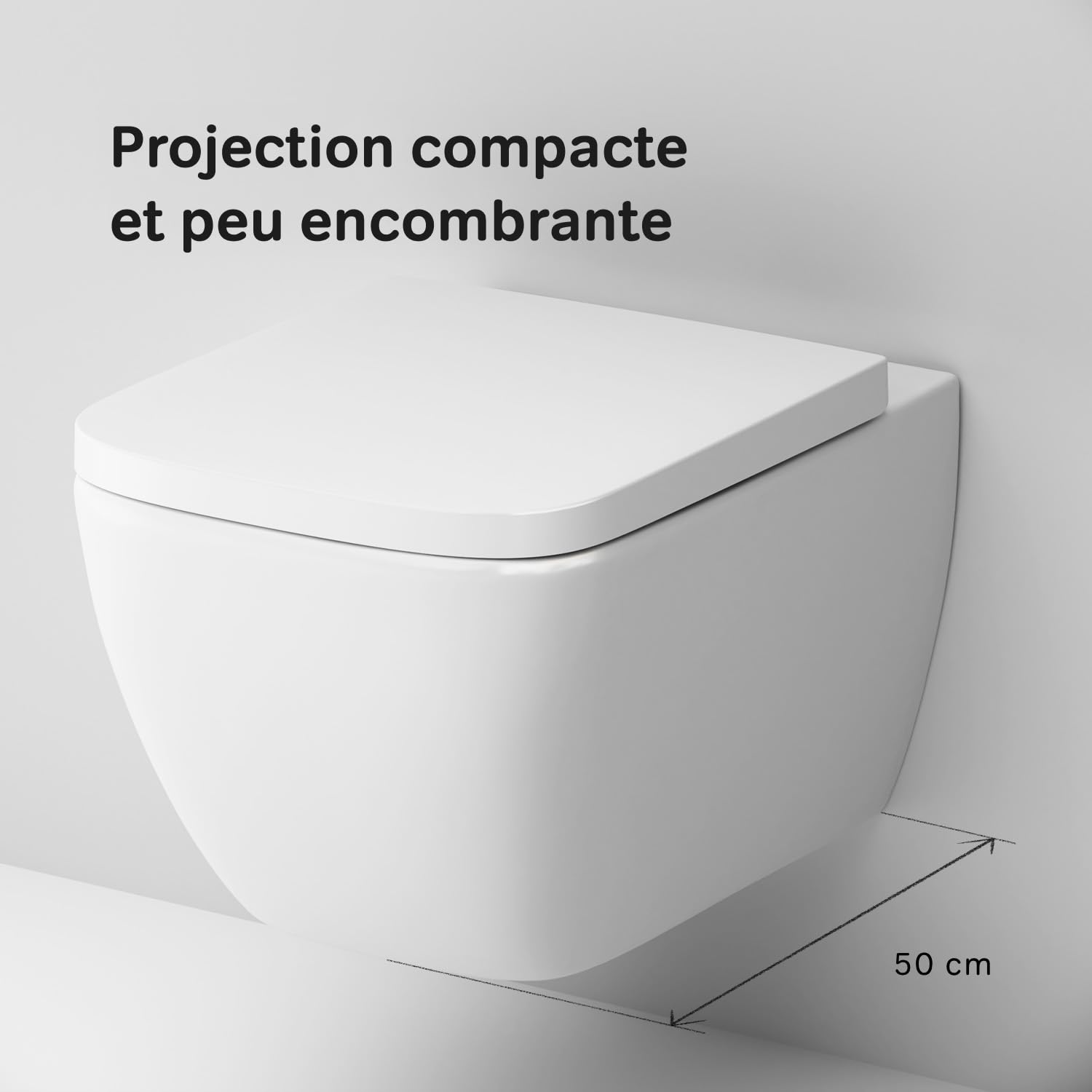 AM.PM - Kompletny zestaw – element podtynkowy II12709 Prime Fit z prostokątną płytą uruchamiającą chrom + wisząca WC Gem bez krawędzi spłukiwania + deska sedesowa wolnoopadająca Soft-Close