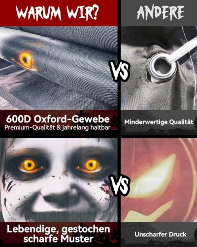 YUSPENYE Halloween Fenstertür Gruselige Abdeckung, Halloween-Dekoration, Partydekorationen mit Rahmen – Ansicht 6