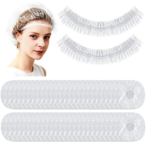 You&Lemon 200 Piezas Gorros de Ducha Desechable Gorro de Baño Elástico Impermeables Gorros de Ducha de Plastico para Uso en el Hogar Viajes Hotel Spa y Peluquería