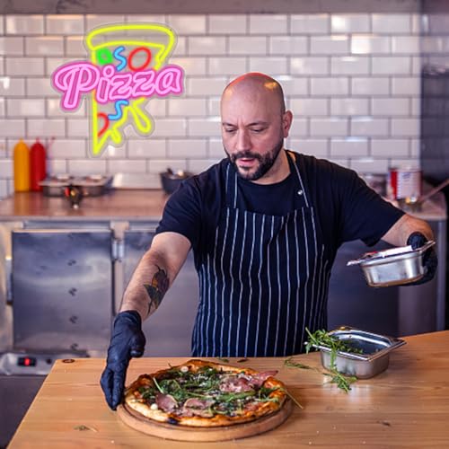 Image of Pizza Neon Sign Pizza LED Neon Light USB Powerd LED Signs Wall Decor Yellow Neon Lights for Pizzeria Kitchen Restaurant Bar Party Pub Cool Bedroom Decoration