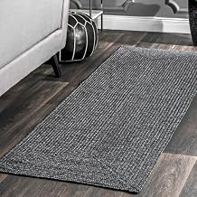 nuLOOM 2 x 6 Solid Hand Braided Indoor/Outdoor Area Rug, Pet-Friendly, High Traffic, Weather Resistant, for Patio, Balcony, Bedroom, Living, Dining Room, Wynn Charcoal