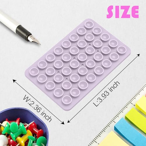 Image of Double Sided Silicone Suction Phone Holder Mount, Silicon Accessory for iPhone and Android, Hands-Free Mirror Shower Phone Holder, TikTok Videos and Selfies (Pink+Violet)
