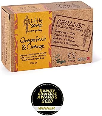 Little Soap Company Organic Soap Bar - with Grapefruit & Orange Citrus | Natural, Vegan & Organic (110g)