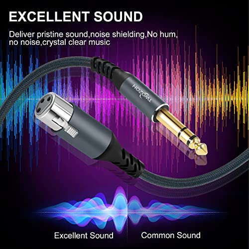 Twozoh XLR Female to 1/4 TRS Cable 10FT, Braided 6.35mm Stereo Jack Balanced to 3pin XLR Microphone Cable