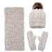 ANDORRA 3 in 1 Women Soft Warm Thick Cable Knitted Hat Scarf & Gloves Winter Set