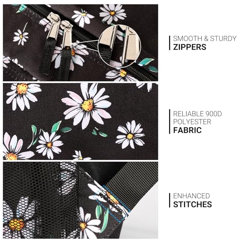 Image of ZORFIN 26L Backpack for College, and Travel: Water Resistant Bookbag - Daisy Black