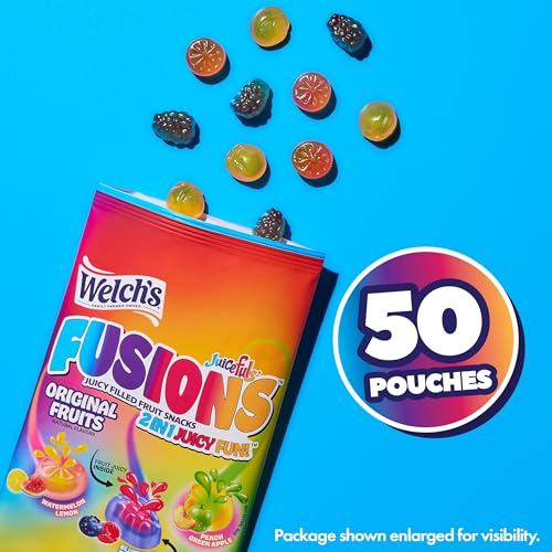 Image of Welch's Fruit Snacks, Juicefuls Fusions, Assorted Fruit Flavor, Bulk Pack, Gluten Free, Natural Colors & Flavors, 0.8oz (Pack of 50)