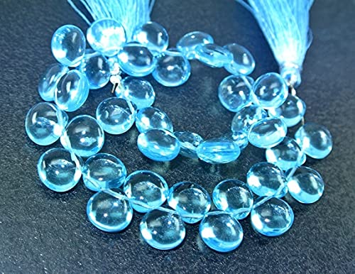 Quartz bleu aqua cœur lissé pour vos créations de bijoux d'été légers