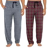 Fruit of the Loom Men's Woven Sleep Pajama Pant, Blue Plaid/Red, Medium