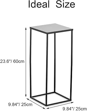 Black Metal Flower Stand Set: 60cm, with Metal Panel, 2 Pcs | Metal Geometric Column, Tall Pedestal Vase for Wedding, Table Centrepieces, Anniversary, Party, Living Room Display
