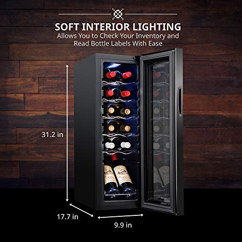 Ivation 12 Bottle Compressor Wine Cooler Refrigerator w/Lock, Large Freestanding Wine Cellar Fridge, 41f-64f Digital Temperature Control Glass Door Black by Ivation - Image 4