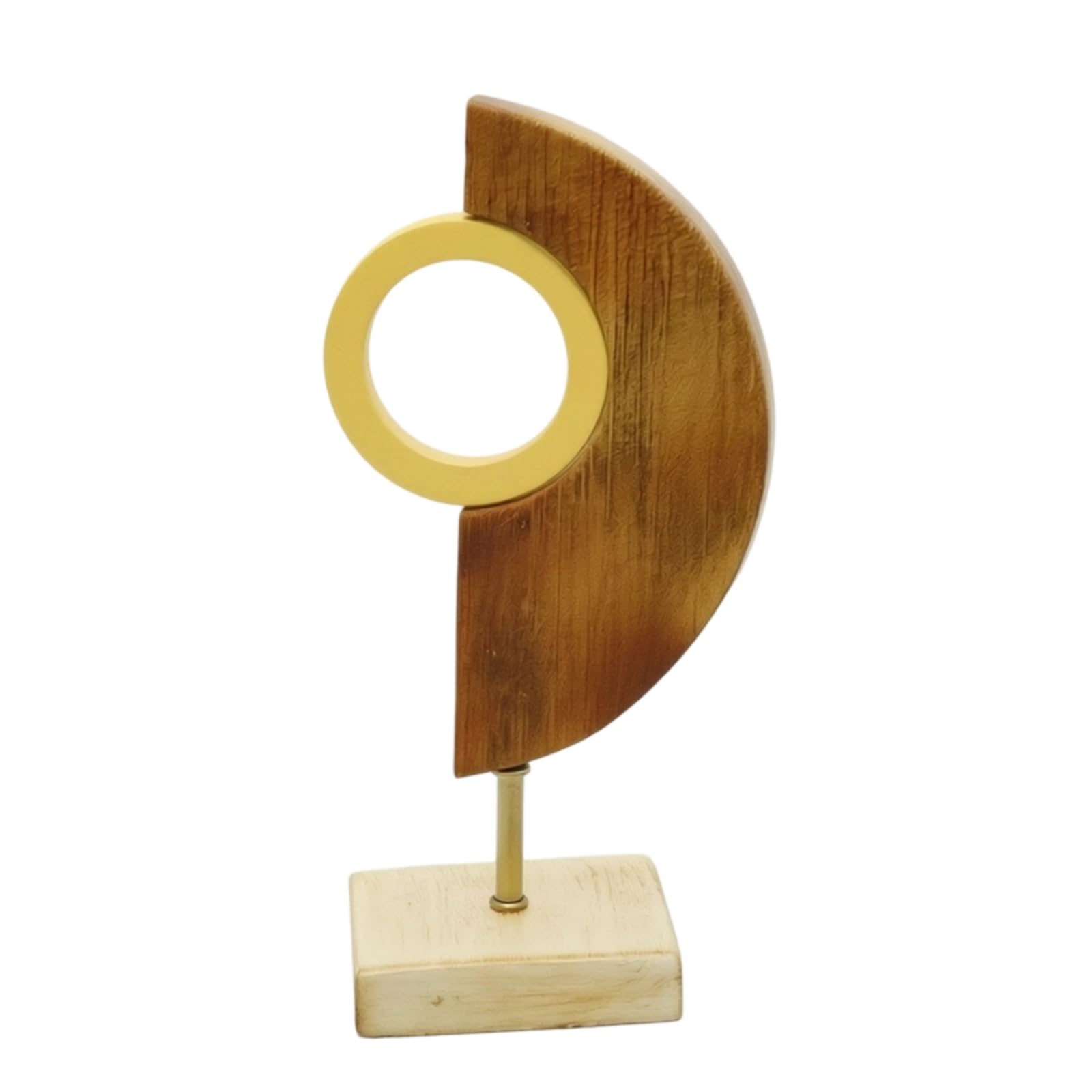 F Fityle Escultura Compuesta Decorativa Moderna Geométrica con Centro Hueco Base Rectangular y Soporte Metálico Material Resina y Plástico Adecuada para Escritorio Recibidor Estudio Mesa Auxiliar