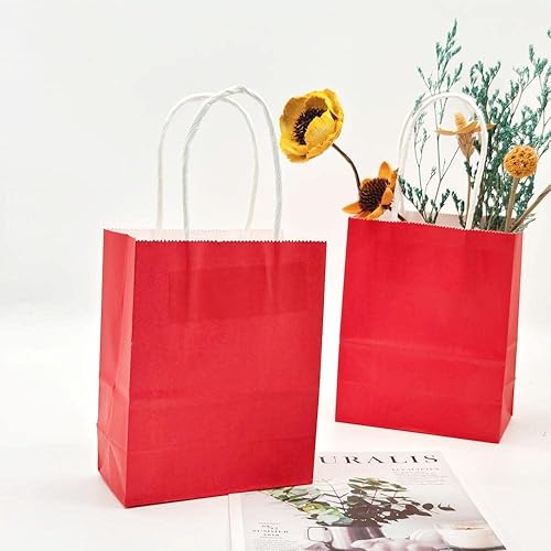 Miniatura 5 de JEYE Bolsas de regalo de papel de tamaño mini rojo con asa, paquete de 12, 5.9 x 4.7 x 2.4 pulgadas, perfectas para Navidad, cumpleaños, boda, baby