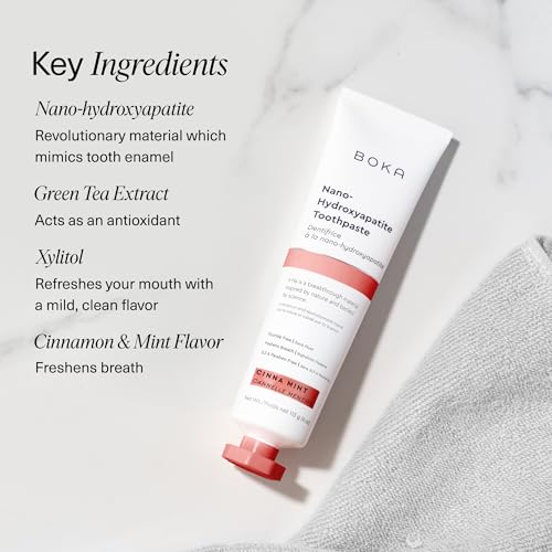 Image of Boka Fluoride Free Toothpaste, Nano Hydroxyapatite Toothpaste, Appropriate for Sensitive Teeth - for Adult Oral Care - Cinnamon Mint Flavor, 4 Fl Oz 1Pk