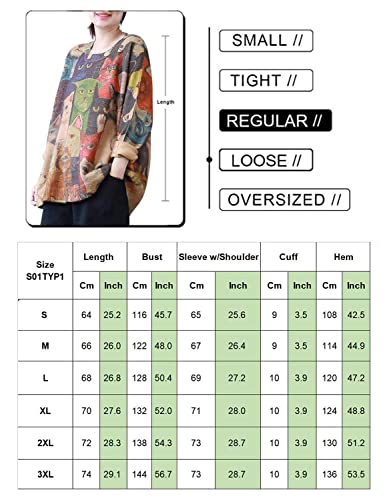 Image of YESNO Women Christmas Sweater Graphic Printed Oversized Pullover Sweaters Casual Loose Knit Tops S01