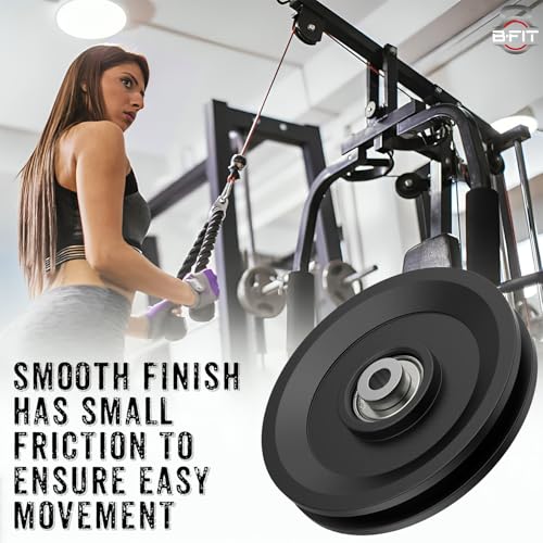 Image of B Fit ABS Plastic Gym Pulley with inbuilt Bearing and Bush- Heavy Duty Wheel Cable Gym Fitness Equipment Replacement 4 Pcs (115 MM-4 Pcs) | Gym Machine Attachment