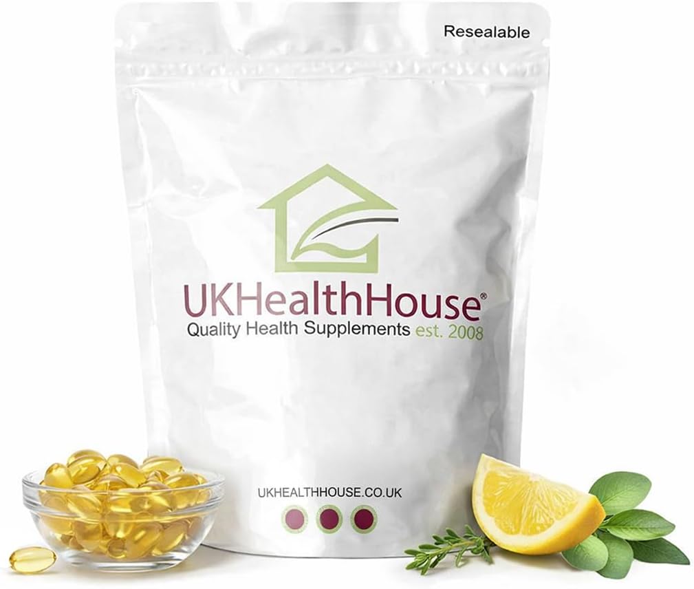 UKHealthHouse Cod Liver Oil Capsules 1000mg | High Strength Cod Liver Oil Capsules for Heart, Brain Health & Immune System | Rich in Omega 3 Fatty Acid, Fish Oil with EPA & DHA | 360 Softgels