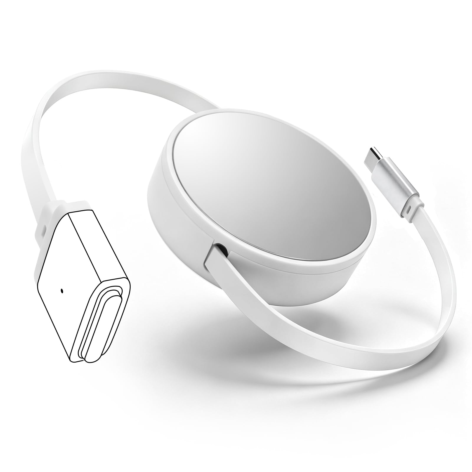 140W USB C auf für Magsafe 3 Ladekabel 2m, Magnetic 3 Aufrollbares Ladekabel Kompatibel mit MacBook Air/Pro M4/M3/M2, für MacBook Air 13"/15" (2025/2024/2023/2022), für Pro 14"/16" (2024/2023/2021)