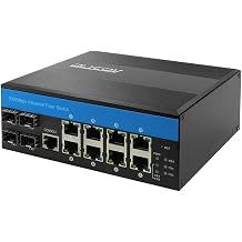 Managed Switch Poe Giabit Ethernet 8 Port RJ45 with POE+ 4 Port SFP Din Rail IP40 Vlan QoS STP/RSTP for Outdoor Use