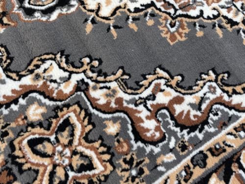 Image of TTC THREAD & TEXTURE CARPET Traditional Comfort: Power-Loomed Carpets for Living Room- Every Space Area Rug Color Grey Size 5x7 Feet (150x195cm)