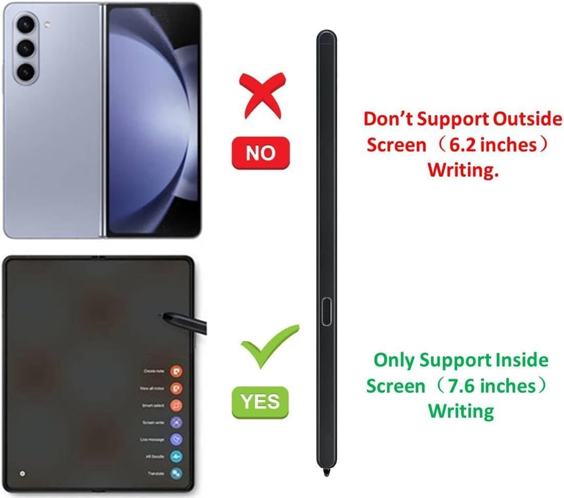 Galaxy Z Fold 6/5 S Pen Fold Edition with Pouch Slim 1.5mm Pen Tip, 4,096 Pressure Levels, Included Carry Storage Pouch+Tips/Nibs (Pen+Case-Black)