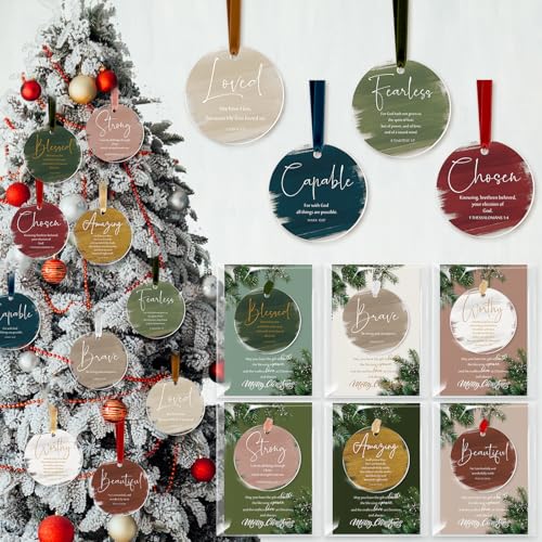 Cinnvoice 30 Set Christian Christmas Tree Ornaments Inspirational Acrylic Hanging