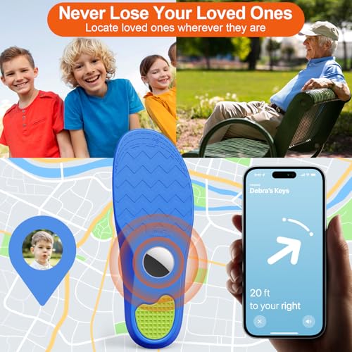 Hidden Holder Insole Compatible with AirTag, Tracking Device Insert Case for Kids Adults and Elderly, Secure Fit for Sneakers & Daily Shoes, Anti-Lost Tracker Soft Inserts for Shoes, Blue (175-190mm)4