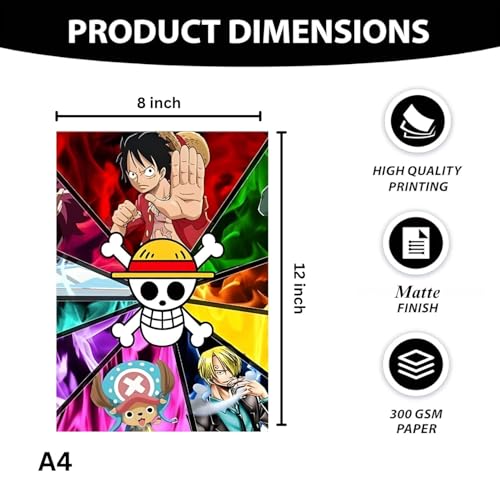 Image of ADRAIL STORE One Piece Anime Manga Poster, One Piece Character Design Wall Poster 3 Panal - A4 Size, 300 GSM, Wall Decor Posters Wall Art For Bedroom, Living room, Office, Dining Room,No Frame (1P-2)