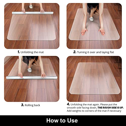 Kuyal Office Chair Mat For Hardwood Floor, 36'' X 48'' Rectangle Transparent Desk Thick Durable Chair Mat For Rolling Chairs, Easy Glide, Floor-Protector #TOP6