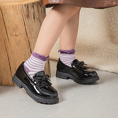 Image of KIDSUN Girl's Oxford School Uniform Dress Shoe Princess Flats Bow Slip on Loafer (Toddler /Little Kid)