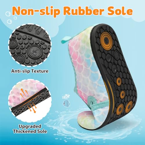 Image of LeIsfIt Kids Water Shoes Girls Boys Quick Dry Aqua Socks Breathable Swim Shoes Non-Slip Barefoot Socks for Beach Surf