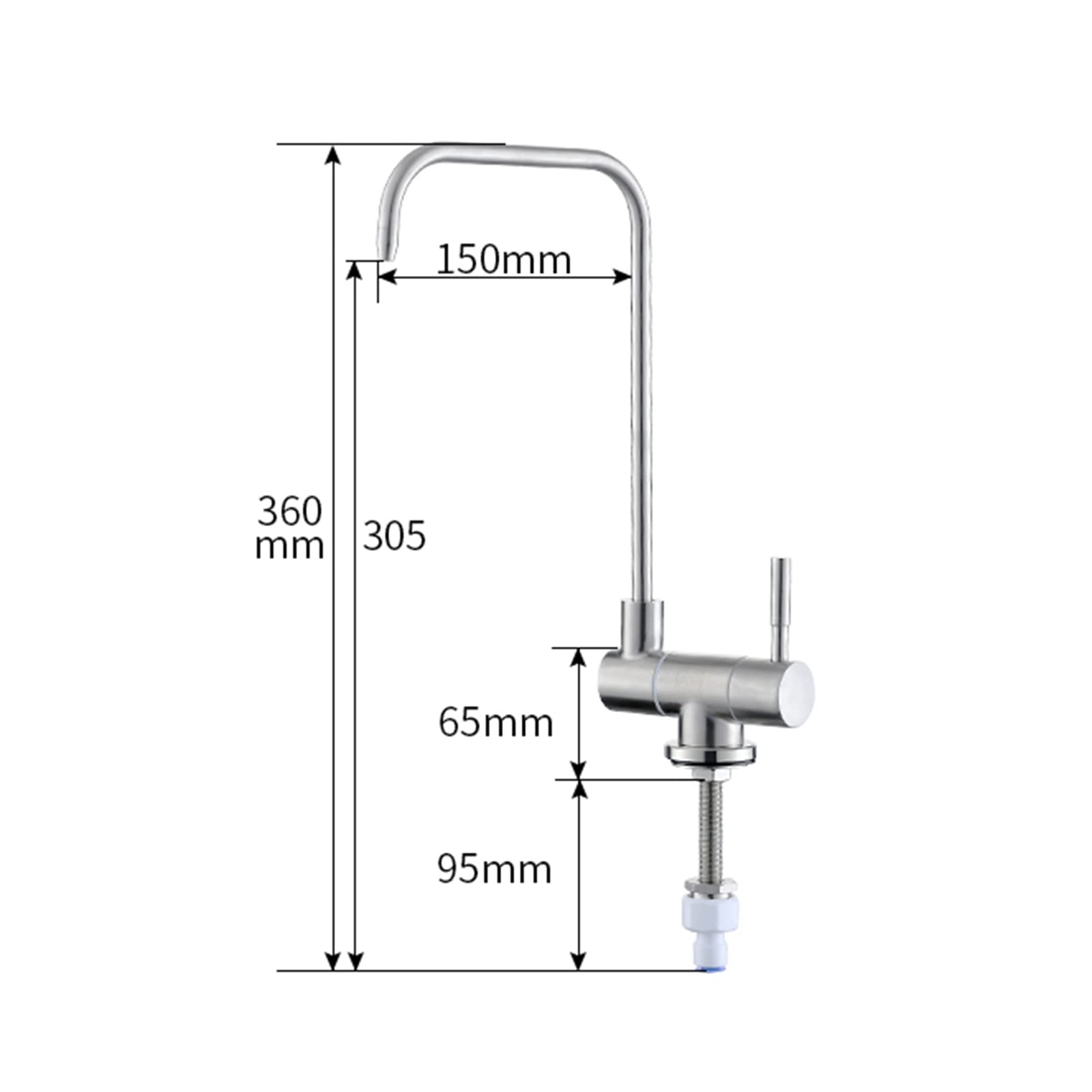 Küchenarmatur, klappbarer Wasserhahn, 360-Grad-Einhebel-Trinkwasserhahn, Spültischmischer, ideal für die Fenstermontage, gebürstetes B Star of Light