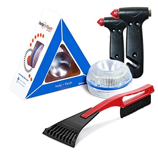 HELP FLASH SMART - luz emergencia AUTÓNOMA preseñalización peligro y linterna, homologada, normativa DGT, V16, AUTOMÁTICA + 2xMARTILLO rompeventanas y cortador cinturón, y RASCADOR de hielo parabrisas