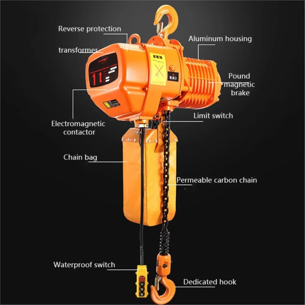 Argano elettrico 380 V/1100 W/1500 W Portatile In Testa Elettrico Paranco A Catena Gru Fissa Singola Catena Paranco Industriale Paranco A Catena di sollevamento(0.5t 4m remote)