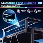 Bestier Gaming Desk with Power Outlets, 42" L-Shaped Gaming Desk with LED Lights, Desk with Reversible Storage Shelves & Hooks for Small Spaces, Bedrooms & Offices, Black Carbon Fiber - Image 5