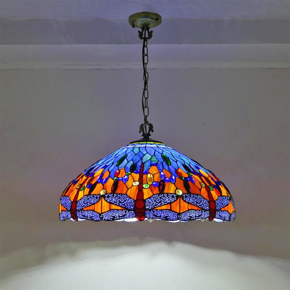 SXWNBIFH Contemporary Restaurant Chandelier American Countryside Living Room Bedroom Hotel Corridor Color Glass Pendant Lamp (C D46CM)