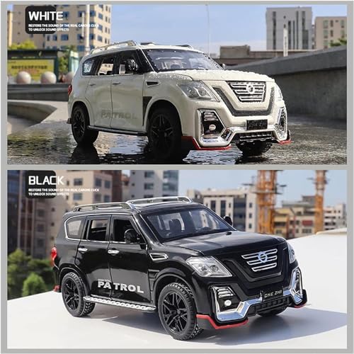 Image of DEUSON ECOM 1:24 Scale Patrol Toy Car for Kids Diecast Metal Cars with Light Sound Pullback Openable Door Toy Car for Kids Best Gifts Toys for Boys, White