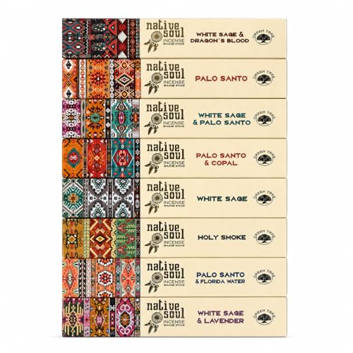 Image of Buddha Buddha Native Soul Incense Sticks Collection, 8 Varieties Pack, White Sage, Palo Santo, Lavender, Dragon's Blood, Copal Fragrances