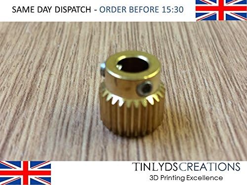 26 teeth Extruder Drive Gear 1.75 & 3mm – Brass Pulley drive gear 5mm shaft