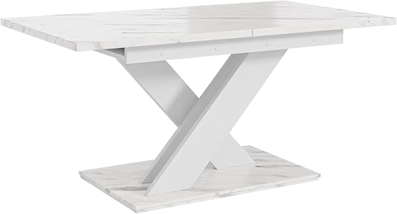 White Marble Extendable Dining Table 6-8 Seater, Kitchen Dinner Table