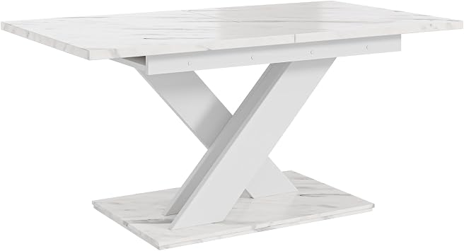 White Marble Extendable Dining Table 6-8 Seater, Kitchen Dinner Table