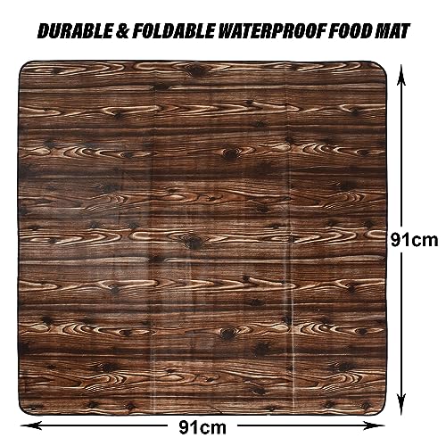 Image of Kuber Industries Food Mat | Wooden Texture Bed Server | Laminated Bed Protector | Bed Server for Bedsheet | 36 Inch | Dark Brown