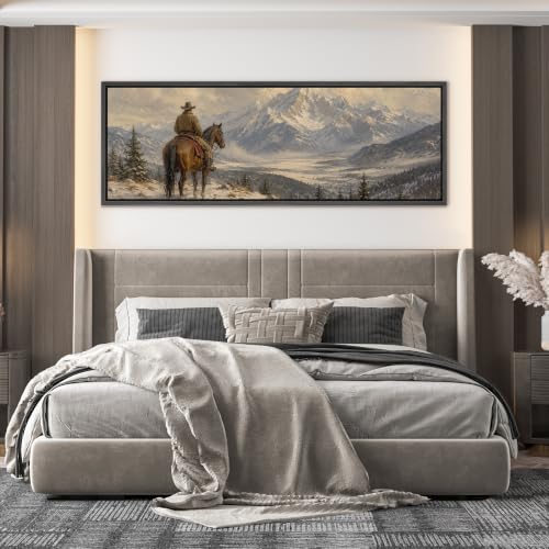 Image of MUDECOR Large Framed Canvas Print Wall Art Cowboy Vista for Living Room