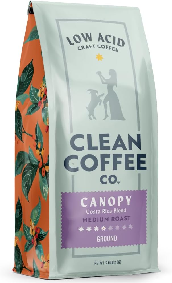 Low Acid Medium Roast, Tested for Molds and Toxins, Costa Rica Blend, Notes of Milk Chocolate, Roasted Nuts, Toasted Malt (Whole Bean, 12 oz Bag)