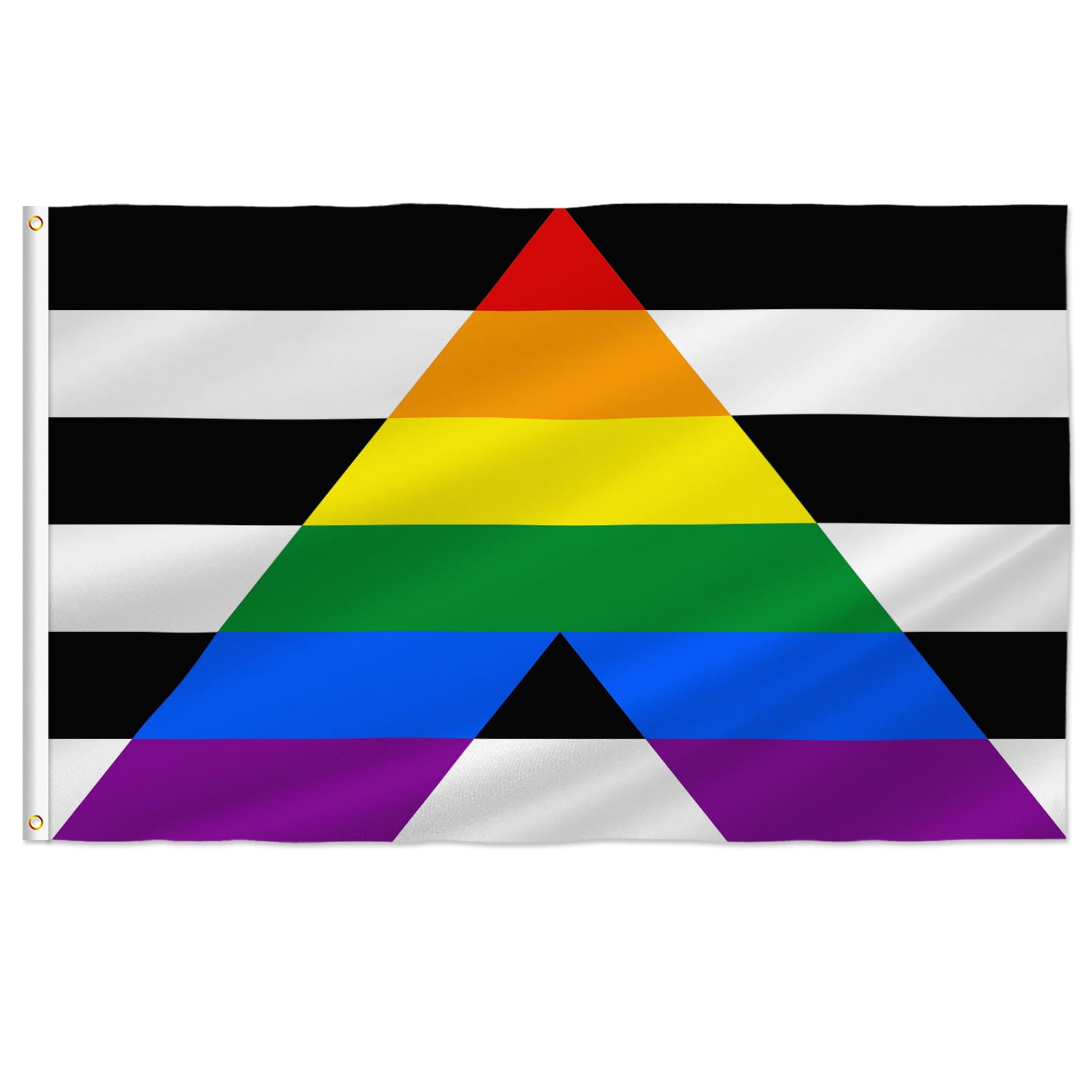 PTEROSAUR Straight Ally Pride Flag, LGBTQ Straight Alliance Rainbow Flag for LGBTQ Party Decor Outdoor Indoor Decoration Banner, 3x5 Ft