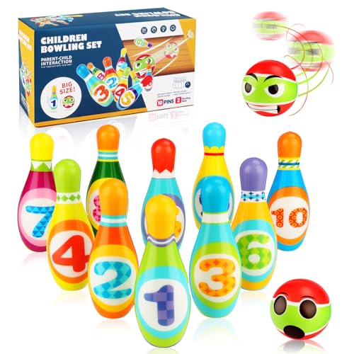 ZUSUZU 12 Stück Bowling Set,Kegelspiel für Kinder mit 10 bunten Bowlingkegeln & 2 weichen Schaumstoffbällen,Lernspiele Geschenk Montessori,Dosenwerfen Spielzeug ab 2 3 4 5 6 Jahre Kinderspielzeug