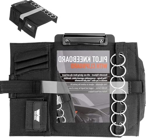 for Adjustable Pilot Kneeboard with Removable Clipboard and 7 Ring Document Holder