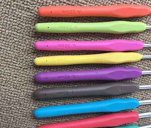 VOANZO 8 pcs Poignée Souple Coloré Crochets en Crochet en Aluminium Aiguilles À Tricoter Ensemble
